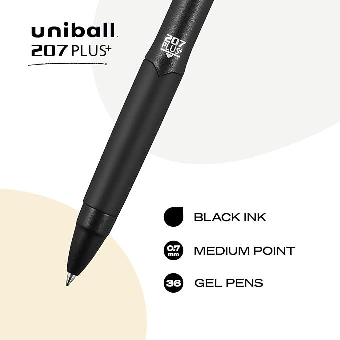 207PLUS+ Gel, 0.7MM, Black, 36pk