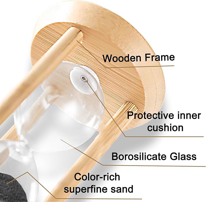 1 Minute Hourglass, 1 Min Wooden Sand Timer, Wood Sand Watch, One Minute Mini Hour Glass, Reloj De Arena, Small Sandglass for Toothbrush Timer, Cooking, Decorative, Work, Game, Gift, Black