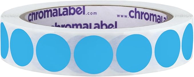 ChromaLabel Dots 3/4 Inch Round Colored Stickers, Removable Sticky Dots Color Coding Labels, Ideal Dot Stickers for Office and School Projects - 1000 Sticker Dots per Roll, Light Blue Sticker Labels