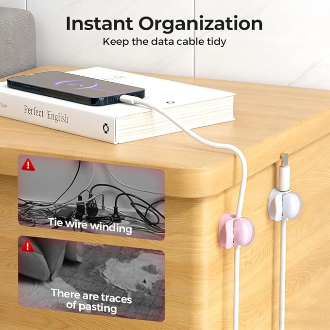 Magnetic Cable Clips, Adjustable Cord Holder for Under Desk Cable Management, Adhesive Wire Organizer for Home Office Desk Wall Car, Cord Keeper for Phone Charger & Cables (12PCS)