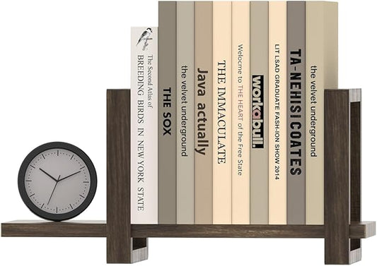 Adjustable Desktop Bookshelf, Retro Tabletop Bookshelf, Desk Shelf for Top of Desk in Living Room, Home, Office, Perfect for Magazine, Books, Cookbooks, No Tools Required to Assemble, Dark Brown