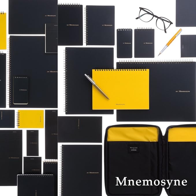 Maruman MNEMOSYNE Notebook 8.66 x 11.69 Inches (Horizontal A4), 5mm-squared, 70 Sheets (N180A), black