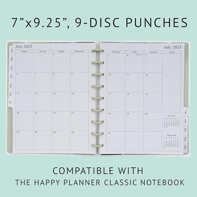 newestor 2026 Planner Refills for Happy Planner Classic Size, Monthly Pages, Jan 2026 - Dec 2026, 9-Disc Punched, 7" x 9-1/4"