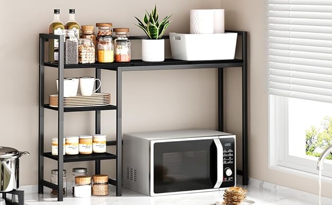 38.6" Book Shelf with 3 Tier Open Shelves Bookshelf and Desk Shelfs to Combined for Computer Desks, Desk Hutch for Top of Desk, Bookcase for Dorm or Office, Adjustable Desktop Shelf, Black
