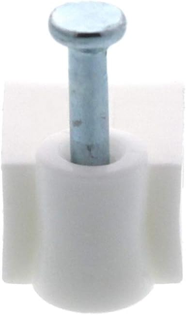 Secure 8mm White Flat Nail Cable Clip for Coax, Ethernet, and Telephone Cable Management - 100 Pack