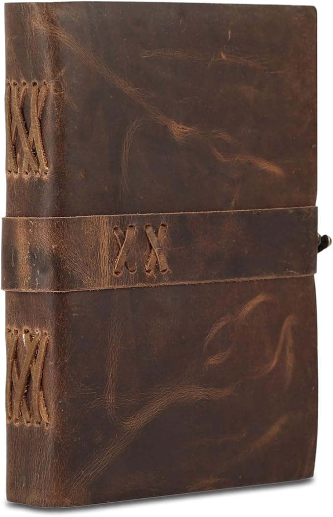 Vintage Leather Journal Handmade Buffalo Deckle Edge Paper – Leather Bound Journal for Women Men Vintage C-Lock Closure Ideal for Writing & Travel for Artists