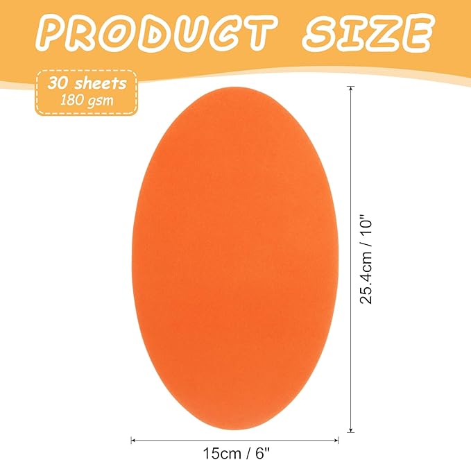MECCANIXITY 10 Inch Oval Card Stock, 30 Pcs Colored Cutouts Paper Thick Cardstock Coaster for DIY Craft Projects Classroom Bulletin Board Decor, Orange