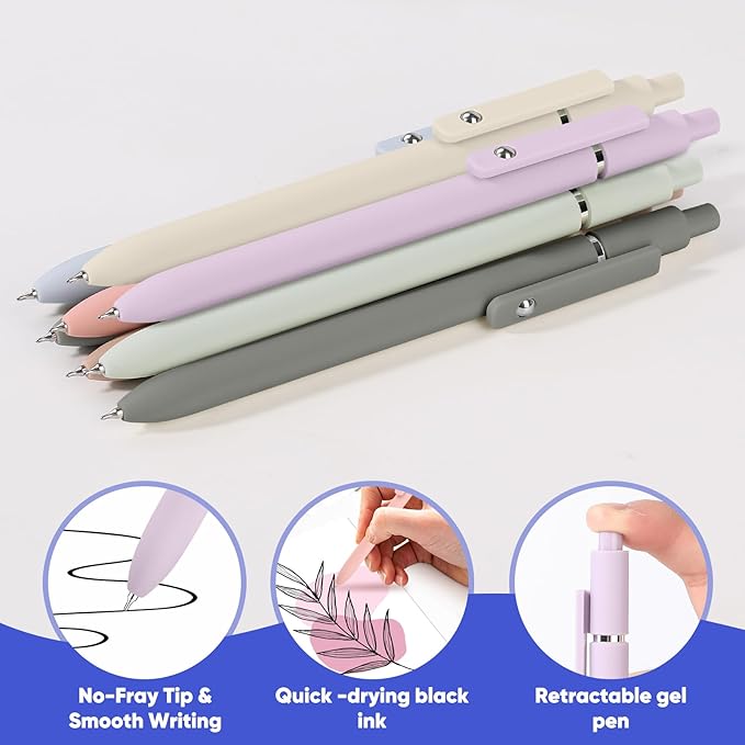 Vanhench 7Pcs 0.5mm Black Ink Gel Pens Fine Point Smooth Writing Quick Dry Pen for Journaling Note Office Desk Nurses Teacher School Supplies Essentials, Cute Easter Basket Stuffers Gift for Women Men