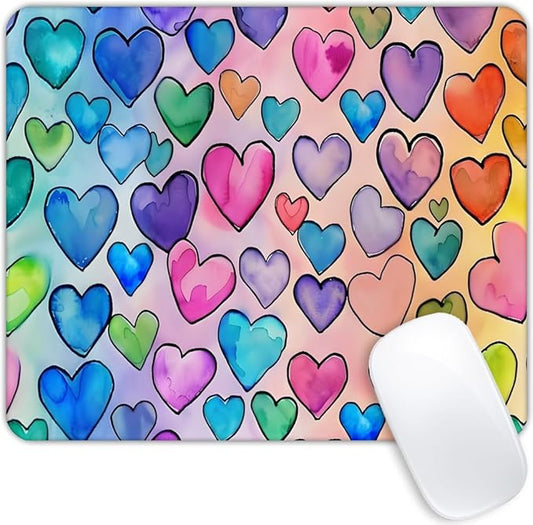 Colorful Heart Lovely Cute Pink Mouse pad Customized Mousepad Non-Slip Rubber Base Mouse Pads for Computers Laptop Office Desk Accessories Mouse pad