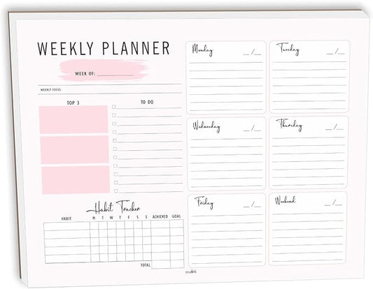 Weekly Planner Notepad Tear Off Premium 53 Thick A4 Paper Weekly Sheets, Weekly To Do List, Daily To Do List, Habit Tracker, Academic 8.5 x 11