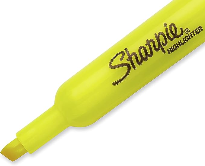SHARPIE Tank Highlighters Chisel Tip Yellow | Fluorescent | Smear Resistant | For Writing | 12 Count, Pack of 12