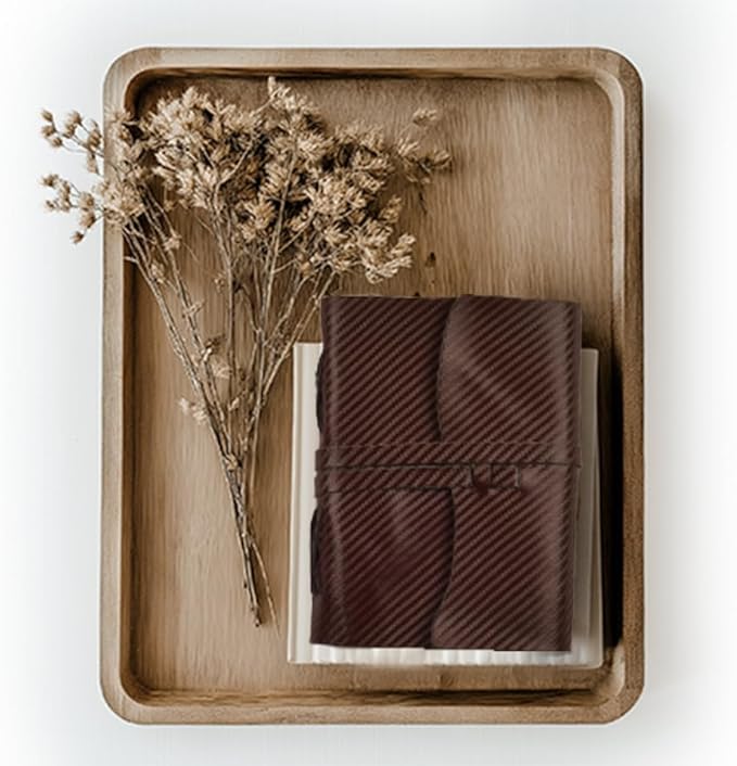LEATHER VILLAGE Carbon Fiber Genuine Leather Bound Journal - 7'' x 5'', 220 Pages - Vintage Blank Paper Diary for Writing, Drawing, Sketchbook, and Travel Notebook - Ideal for Women and Men- Brown