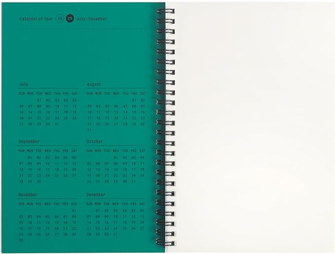 Blank Spiral Notebook 5.51 x 8.27 in (A5), 160 Pages Blank Paper, Wirebound Sketchbook for Drawing, Notes & Creative Ideas, Calendar Card Included (2025) (Emerald)