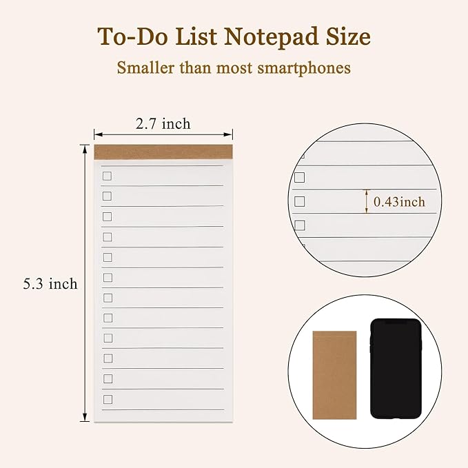 3 Pack Daily To Do List Notepad, 2.7x 5.3 Inch Pocket Notepad, Lined Paper for Wish List, Memo Pad, School Supplies, Grocery List, Meal Planning, Study Tasks - 50 Sheets per Pad