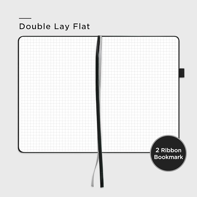 &And Per Se Graph Journal Notebook, 160 Pages, A5 5.7 x 8 inches 100 gsm Thick Paper Notebook Journals for Writing, Grid Hardcover Notebook(1 Pack, black)