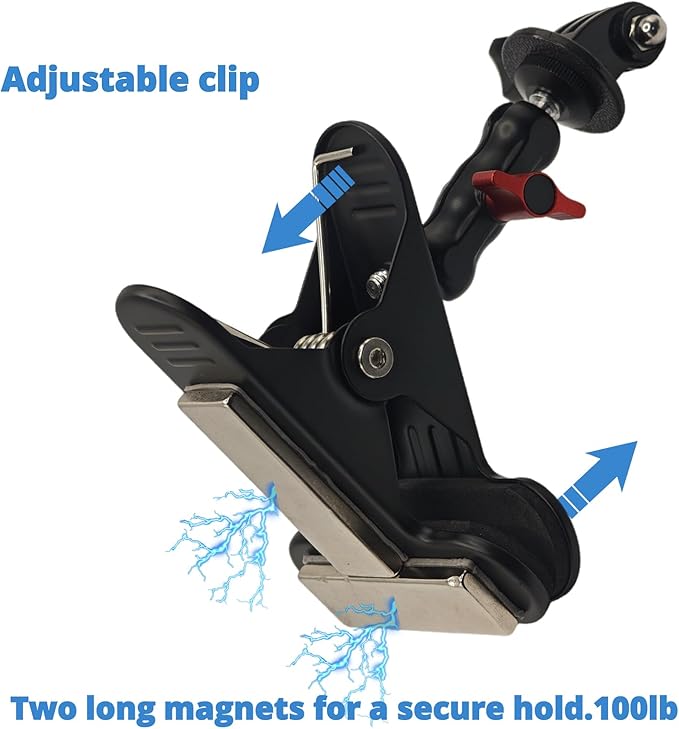 Clip Phone Holder,Magnetic Phone Holder,Clamp Phone Stand Holder for Desk/Table/Glass/Baffle/Easel/Guitar Head Compatible for iPhone, Gopro, DJI Action, Insta 360