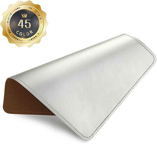 Mouse Pad, PU Mouse Pad，Leather Mouse Pad with Stitched Edge Micro-Fiber Base with Non-Slip Waterproof，Mouse Pad for Computers，Laptop, 8x11Inch (Silver)