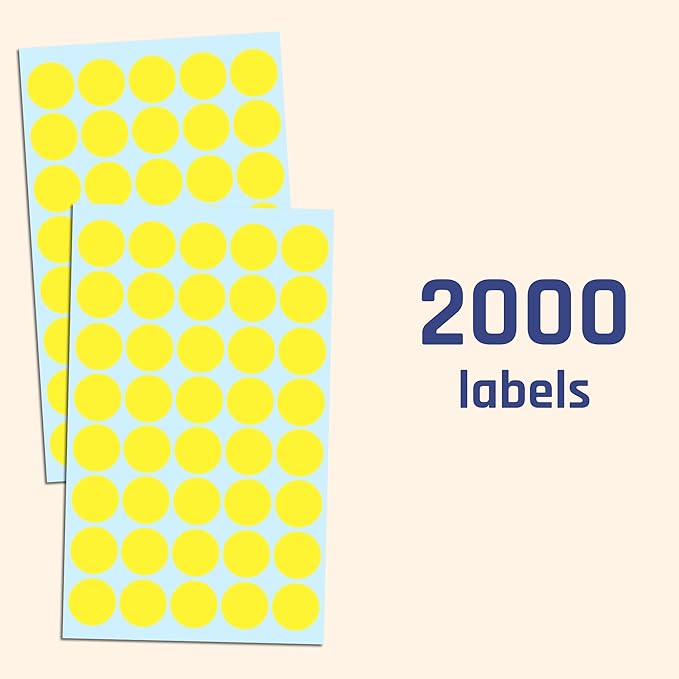 2000 Pack, 3/4" Round Dot Stickers Circle Labels - Yellow