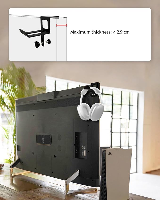 Monitor Back Stand for Headphone, No Adhesive Needed Space Saving Desk Organizer, Compatible with Different Computer Monitors