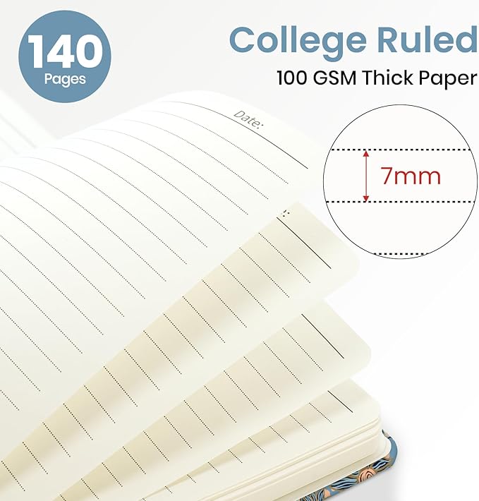 Lined Spiral Journal Notebook for Women, A5 College Ruled Journals for Writing, Hardcover Notebooks for Work, Note taking and Office School Supplies,140 Pages - Lineage Floral