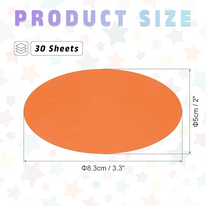 MECCANIXITY 30pcs Oval Card Stock 3-3/10 Inch 50lb/180gsm Thick Cutouts Coaster Paper for Craft Bulletin Board Decor, Orange