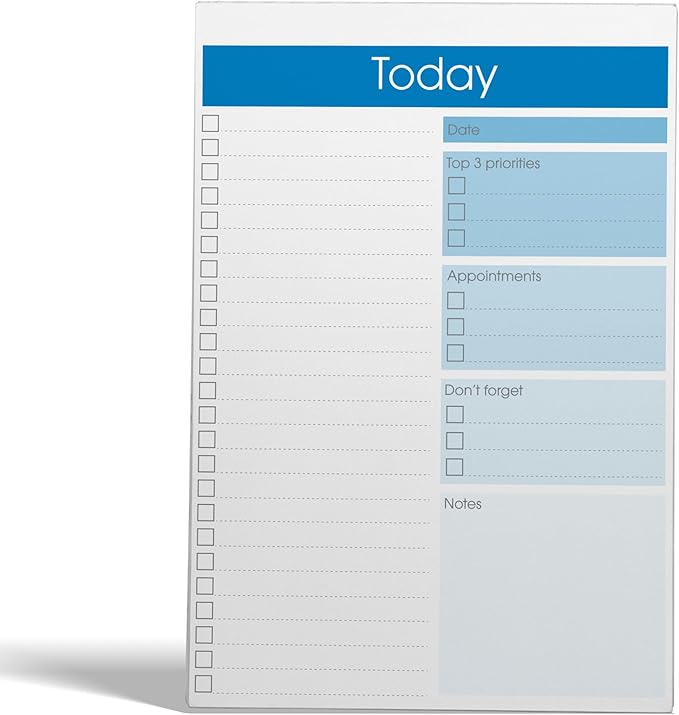 Better Office Products To Do List Notepad, 7" x 10" Today Note Pad, 52 Sheets, Daily Agenda Productivity Checklist Organizer (1 Pack)