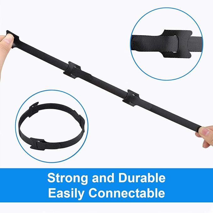 60 PCS 6 Inches Reusable Cable Ties, Adjustable Cord Straps, Cable Organizer, Cord Wrap and Hook Loop Cords Management - Black