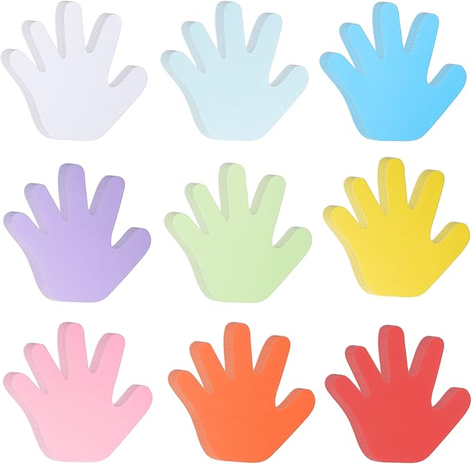 72 Pieces Hand Cutouts Paper Hand Shape Cut-Outs Assorted Color Handprint Shape Cutouts Blank Creative Paper Cutouts for Kids DIY Craft Art Project Home School Classroom Decorations