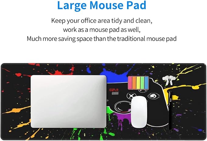 Game Joystick XL Large Mouse Pad with Stitched Edges Long Non-Slip Rubber Base Mousepad Gaming Theme Laptop Keyboard Mat Desk Pad for Office Home Desk Decor, 31.5" X 11.8"