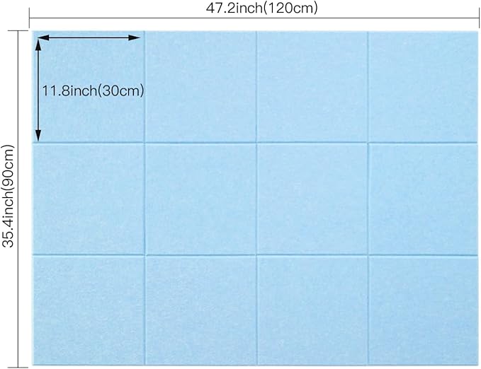 Large Cork Board Alternative, 11.8''x11.8'' 12 Pack Felt Bulletin Board with Safe Removable Adhesive Tabs, Connectable Felt Wall Tiles Bulletin Boards Cork Boards for Walls Pin Board Tack Board-Blue