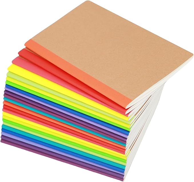 24 Pack A5 Kraft Notebook,Blank Pages - 60 Pages (30 Sheets),Sketch Book Bulk, 8.3”x 5.5”Small Kraft Notebook