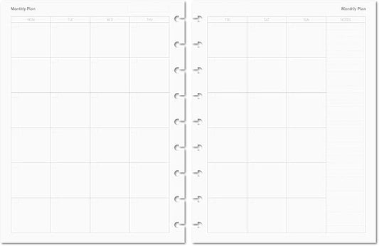 Discagenda Planner Insert Refills Discbound 120gsm 80lb (Monthly, HP Classic (7 x 9.25in))