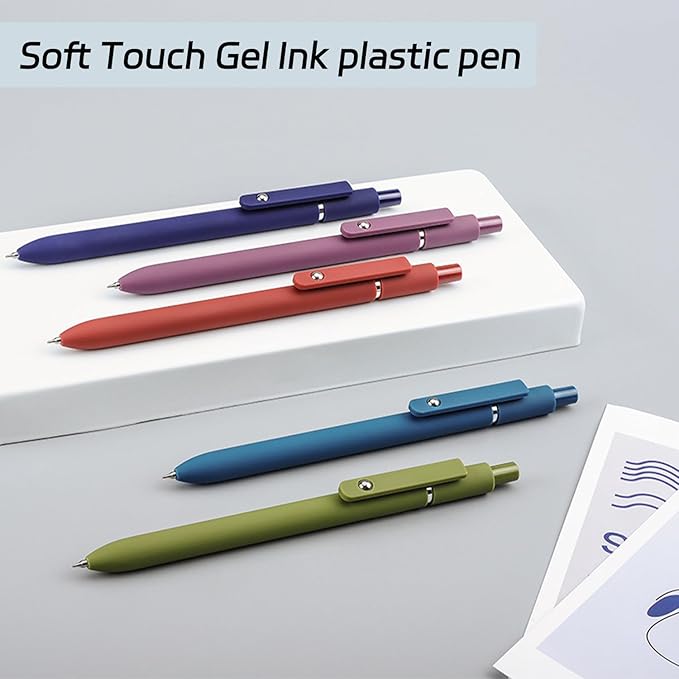 Gel Pens, 5Pcs 0.5mm Fine Point Black Ink Pens With Smooth Writing,Office Desk Accessories,Quick Dry Pens For Journaling,Ballpoint Writing Supplies, Gift for Women and Men (Retro)