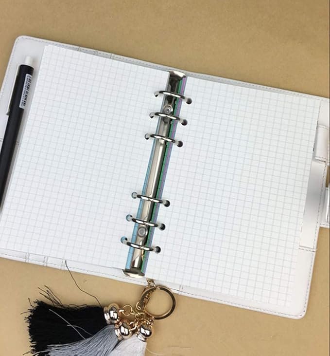 Grid Square Spiral Notebook Refill,A5 Planner Inserts 6 Ring Binder Refill, for Filofax, 90 pages double sided printed, Harphia(A5 5.59 x 8.27'',Gridsquare)