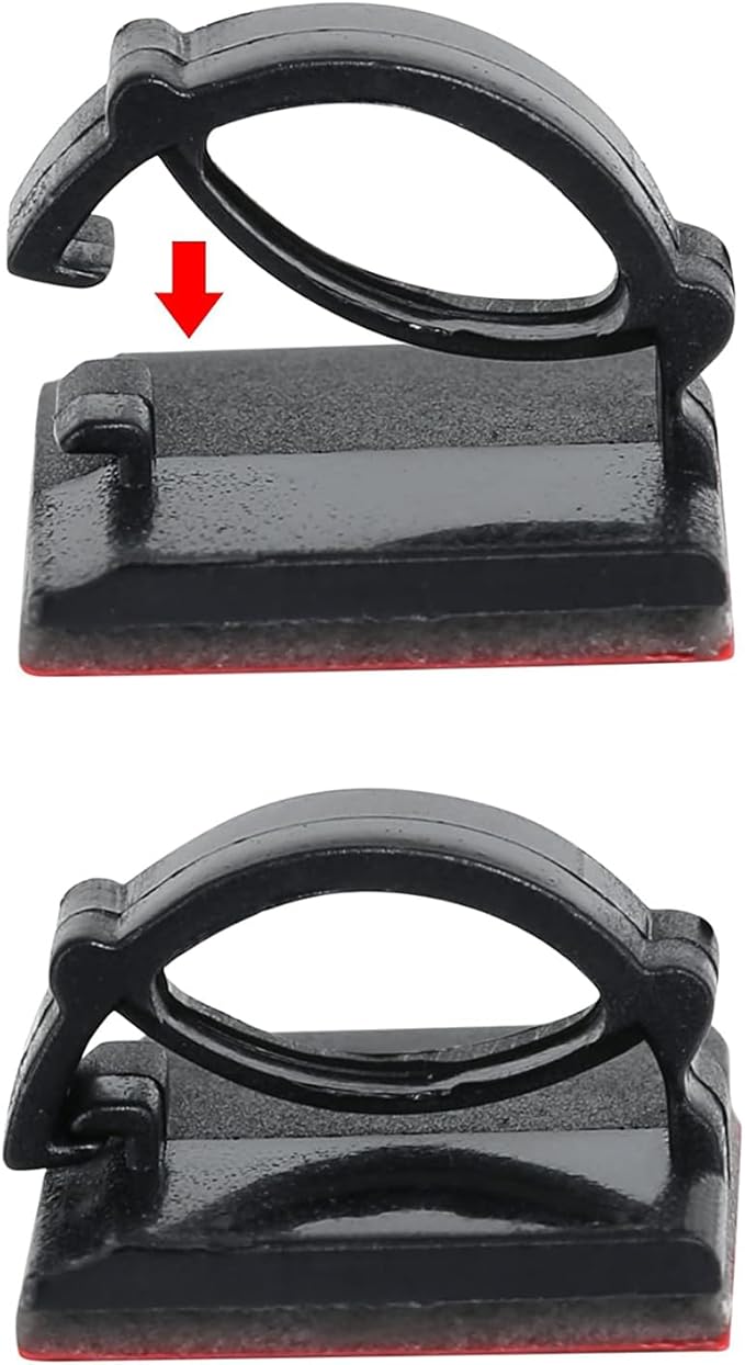100pcs 3M Self Adhesive Cable Clips Wire Holders Cord Organizer Cable Clamp Management Sticky for Office Home Car Desk Tables PC Laptop TV Wall, Black
