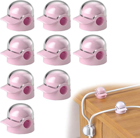 Magnetic Cable Clips, Adjustable Cord Holder for Under Desk Cable Management, Adhesive Wire Organizer for Home Office Desk Wall Car, Cord Keeper for Phone Charger & Cables (Pink 9PCS)