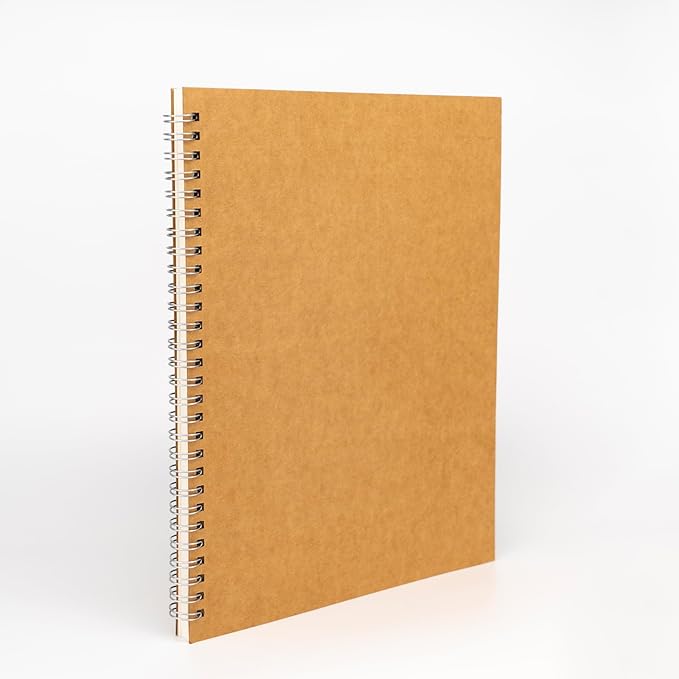 DSTELIN 10 inch x 7.5 inch, 100GSM, Blank Spiral Notebook, 1-Pack, Soft Cover, Sketch book, 120 Pages / 60 Sheets, (Brown)