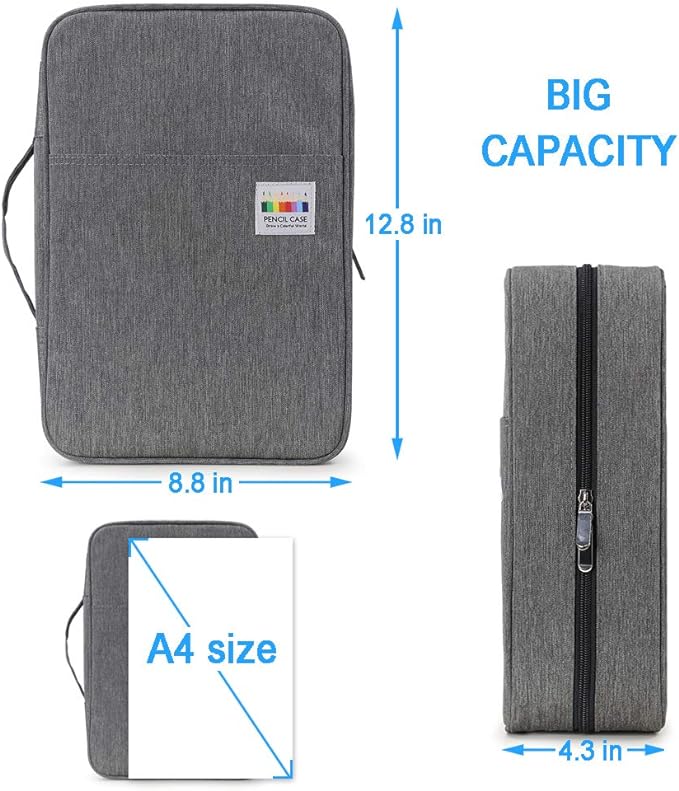 YOUSHARES Big Capacity Colored Pencil Case - 300 Slots large Pen Case Organizer with Multilayer Holder for Prismacolor Colored Pencils & Gel Pen (Grey)