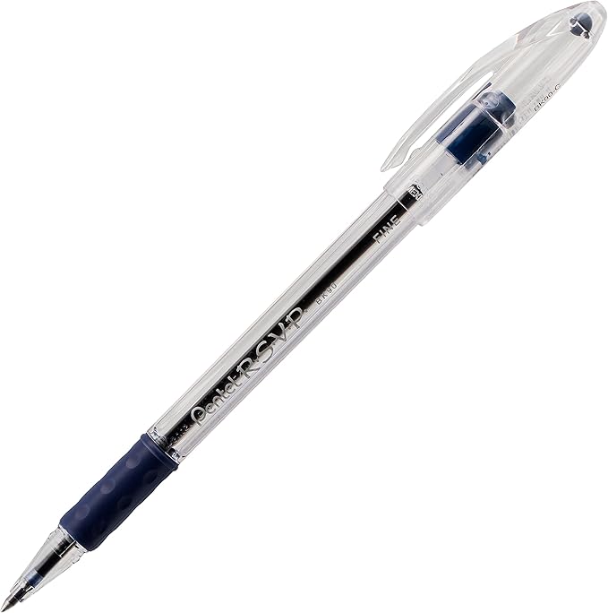 Pentel R.S.V.P. Ballpoint Pen, Fine Line, Blue Ink, 4 Pack (BK90BP2C)