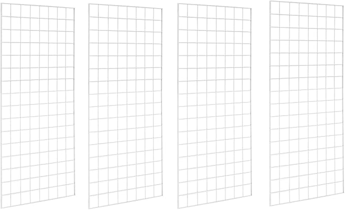 Gridwall Panels, Heavy Duty Grid Panel for Retail Display Wall, 2' Width x 4' Height, White, 4 Pack