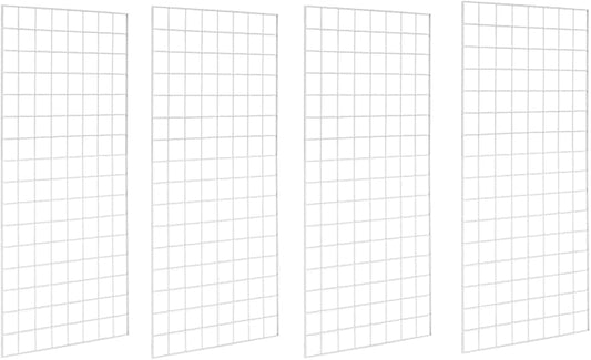 Gridwall Panels, Heavy Duty Grid Panel for Retail Display Wall, 2' Width x 4' Height, White, 4 Pack
