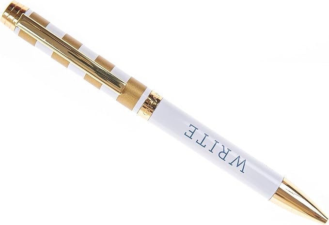 Graphique Chambray Fashion Pen, 5.5" Refillable Black Ink Ballpoint w/Write Quote & Matching Gift Box, Makes a Beautiful, Unique Gift