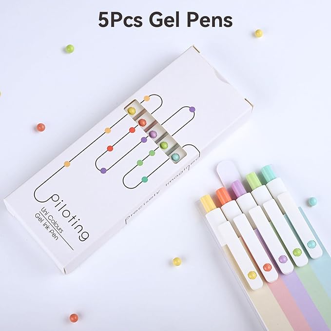 Gel Pens, 5Pcs 0.5mm Fine Point Pens With Smooth Writing, Quick Dry Aesthetic Pens For Journaling, Ballpoint for Office Writing Supplies, Gifts for Women and Men (Ivory White)