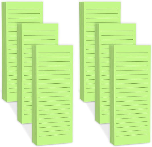 Magnetic Notepads Note Pads for Fridge with Full Magnet Back, 180 Sheets Green Lined Refrigerator Notepad, 30 Sheets Per Pad for Grocery List, Shopping List, Office, Home, To-Do Lists & Memos