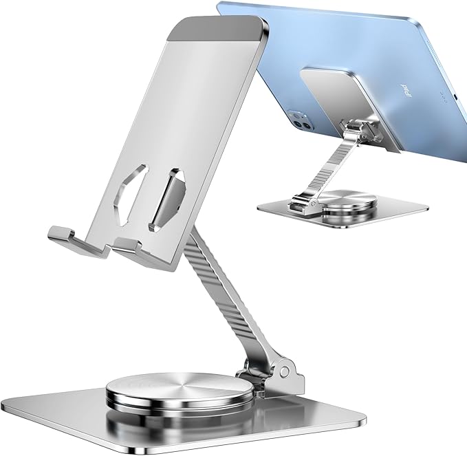 Rotatable Foldable Phone Stand for Desk, Fully Adjustable Desktop Holder Cradle Dock Compatible with iPhone 14 13 12 11 Pro Max Xr, Nintendo Switch, Tablets, All Phones(Grey)