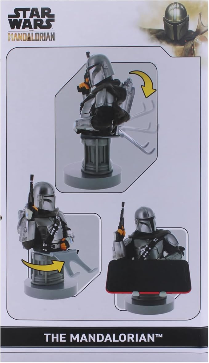 Exquisite Gaming: Star Wars: The Mandalarian - Original Mobile Phone & Gaming Controller Holder, Device Stand, Cable Guys, Licensed Figure