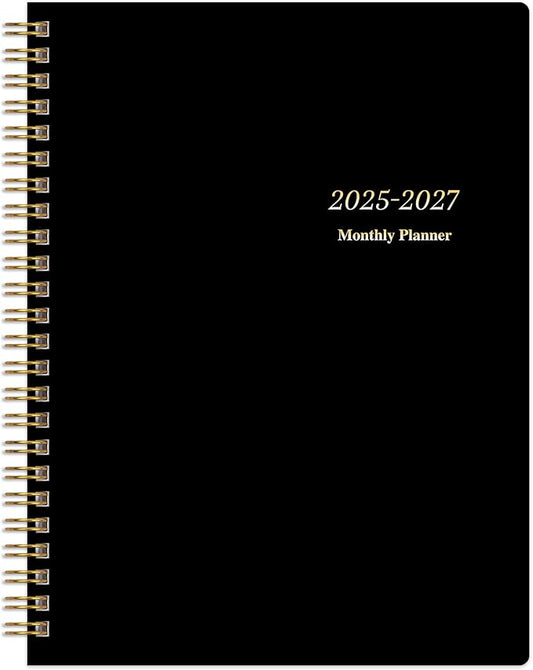 Monthly Planner 2025-2027, July 2025 - June 2027, 2 Year Calendar 2025-2027 Monthly Planner, 7.5" x 10", 24 month Calendar With Goals To Do List, Habit Tracker Suitable for Schools & Offices & Home, Black