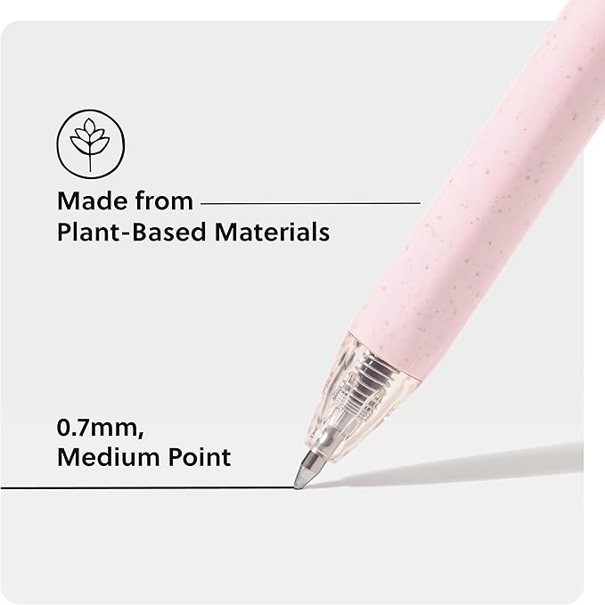 U Brands U-Eco Recycled Gel Click Pens, Set of 12, Pastel Speckle, Medium (0.7 mm) Point, Black Ink