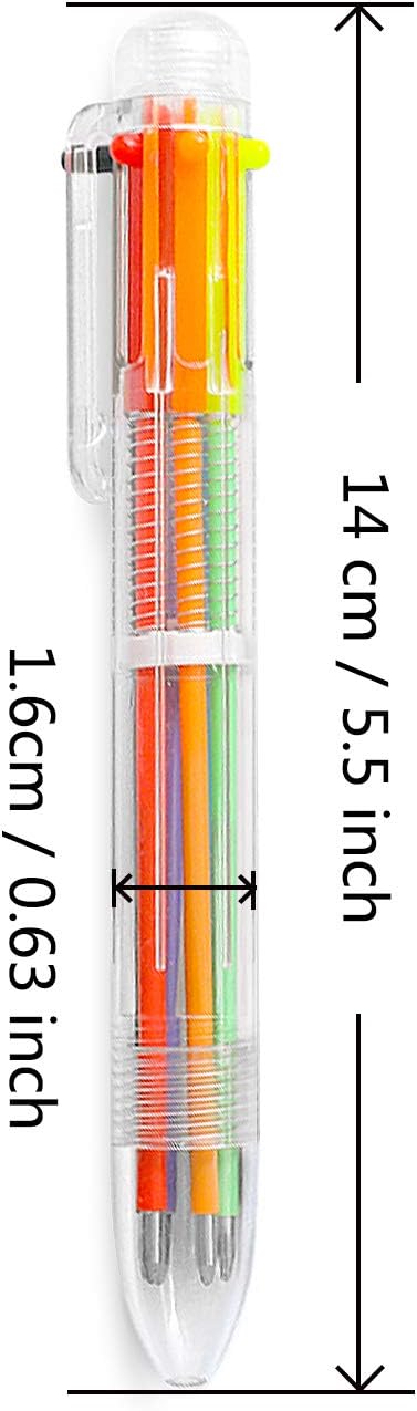 Hutou 12 Pack 0.5mm 6-in-1 Multicolor Ballpoint Pen 6 Colors Retractable Ballpoint Pens (12 Pack)