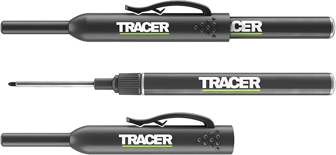 Tracer 40-50mm Long Nib Marker with Holster 2 Pack - Woodworking Tools - Deep Hole Work Pen For Wood, Plastic - Tile and Metal - Extended Nose Marking Pens Deep Nose Marker Carpenter Tools - ALNP2